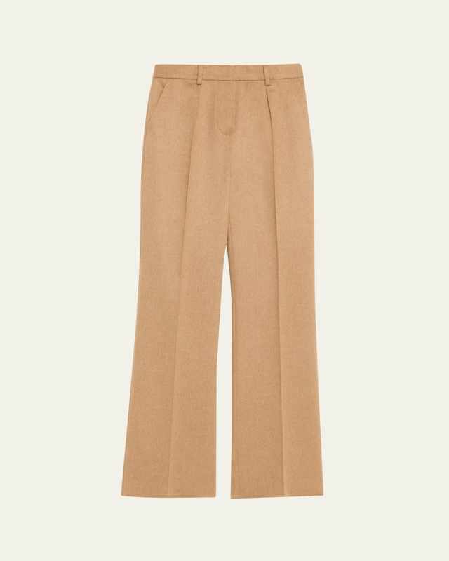 Carbone Pleated Wool Straight-Leg Trousers